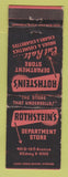 Matchbook Cover - Rothstein's Department Store  Brooklyn NY WORN