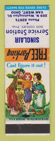 Matchbook Cover - Sinclair oil gas Van Wert OH Don Conley hillbilly