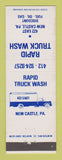 Matchbook Cover - Rapid Truck Wash New Castle PA oil gas