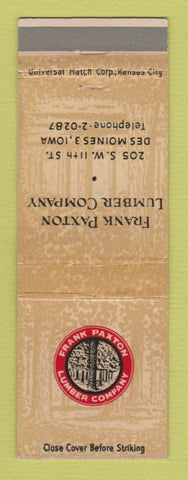 Matchbook Cover - Frank Paxton Lumber Des Moines IA WORN