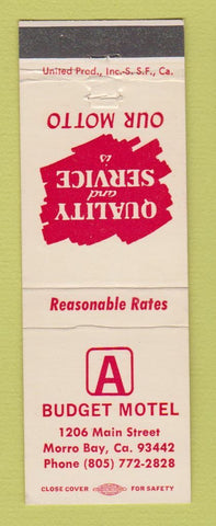 Matchbook Cover - Budget Motel Morro Bay CA