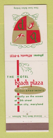 Matchbook Cover - Hotel Beach Plaza Ocean City MD