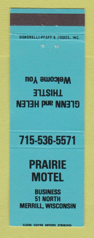Matchbook Cover - Prairie Motel Merrill WI