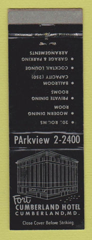 Matchbook Cover - Fort Cumberland Hotel Cumberland MD WEAR