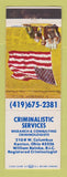 Matchbook Cover - Criminalistic Services Crime Research Kenton OH