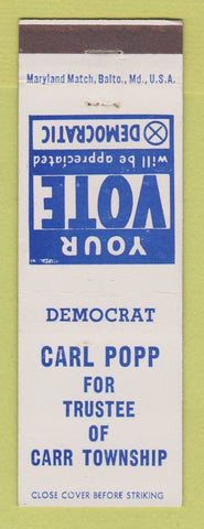 Matchbook Cover - Carl Popp Trustee Carr Township