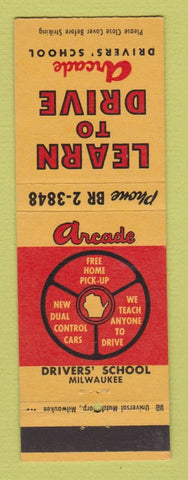 Matchbook Cover - Arcade Drivers' School Milwaukee WI