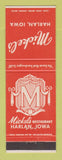 Matchbook Cover - Mickel's Restaurant Harlan IA