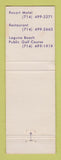 Matchbook Cover - Ben Brown's Resort Motel South Laguna CA WEAR