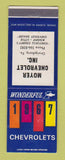 Matchbook Cover - 1967 Chevrolet Moyer Orwigsburg PA