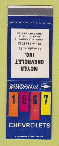 Matchbook Cover - 1967 Chevrolet Moyer Orwigsburg PA