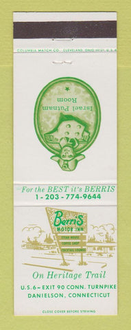 Matchbook Cover - Berris Motor Hotel Danielson CT Israel Putnam Room