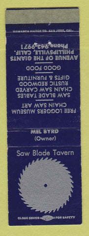 Matchbook Cover - Saw Blade Tavern Phillipsville CA WEAR