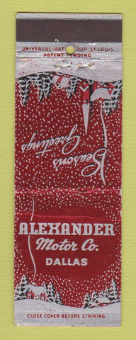 Matchbook Cover - Alexander Motors Dallas TX Christmas