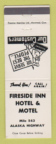 Matchbook Cover - Fireside Inn Hotel Motel Tok? AK?
