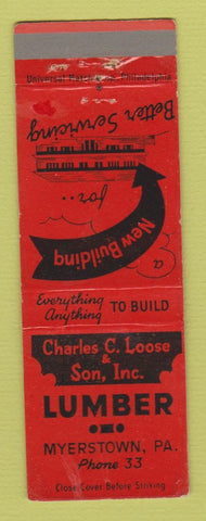 Matchbook Cover - Charles Loose and Son Lumber Myerstown PA WEAR