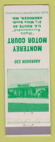 Matchbook Cover - Monterey Motor Court Motel Aberdeen MD