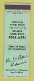 Matchbook Cover - Rex and Bette's Restaurant Spring Green WI