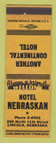 Matchbook Cover - Hotel Nebraskan Lincoln NE