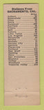 Matchbook Cover - Walnut Cafe Sacramento CA