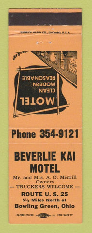 Matchbook Cover - Beverlie Kai Motel Bowling Green OH