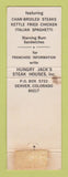 Matchbook Cover - Hungry Jack's Steak Houses Frisco Colorado WEAR