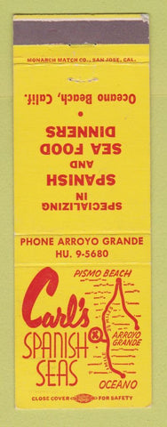Matchbook Cover - Carl's Spanish Seas Restaurant Oceano Beach CA