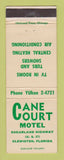 Matchbook Cover - Cane Court Motel Clewiston FL