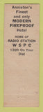 Matchbook Cover - Hotel Jefferson Davis Anniston AL