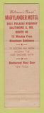 Matchbook Cover - Marylander Motel Baltimore MD