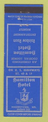 Matchbook Cover - Hamilton Hotel Hagerstown MD