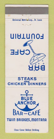 Matchbook Cover - Blue Anchor Bar Cafe Twin Bridges MT