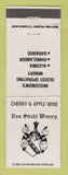 Matchbook Cover - Von Stiehl Winery Algoma Rhinelander Baraboo WI