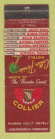 Matchbook Cover - Collier Hotels Tampa Lakeland Sarasota Bradenton FL