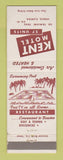 Matchbook Cover - Kent Motel Venice FL restaurant