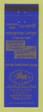 Matchbook Cover - Lord De La Warr Hotel Wilmington DE