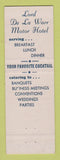 Matchbook Cover - Lord De La Warr Hotel Wilmington DE