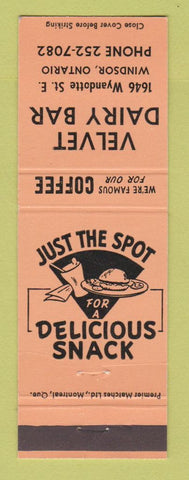 Matchbook Cover - Velvet Dairy Bar Windsor ON