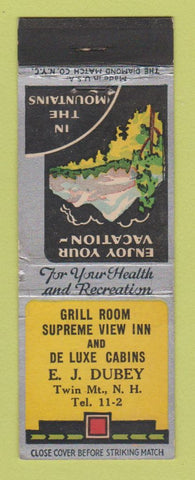 Matchbook Cover - EJ Dubey Cabins Twin Mountain NH