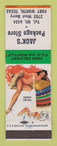 Matchbook Cover - Jack's Package Store Liquor Fort Worth TX pinup