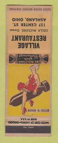 Matchbook Cover - Village Restaurant Ashland OH WEAR pinup