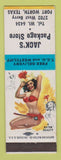 Matchbook Cover - Jack's Package Store Liquor Fort Worth TX pinup