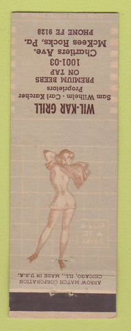 Matchbook Cover - Wil Kar Grill McKees Rocks PA ARROW pinup