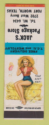 Matchbook Cover - Jack's Package Store Liquor Fort Worth TX pinup