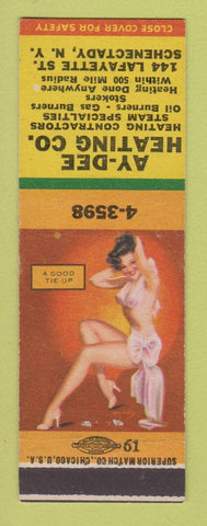 Matchbook Cover - Ay Dee Heating Schenectady NY pinup