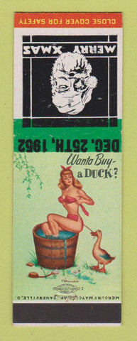 Matchbook Cover - Christmas 1952 Match Collectors Bridgeport CT Bronx pinup