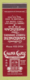 Matchbook Cover - China Gate Chinese Restaurant Cleveland OH