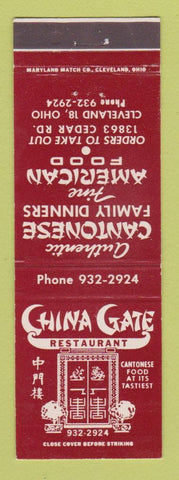 Matchbook Cover - China Gate Chinese Restaurant Cleveland OH