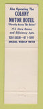 Matchbook Cover - Colonial House Motel Cleveland OH