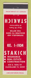 Matchbook Cover - Stakich Insurance Real Estate Cleveland OH